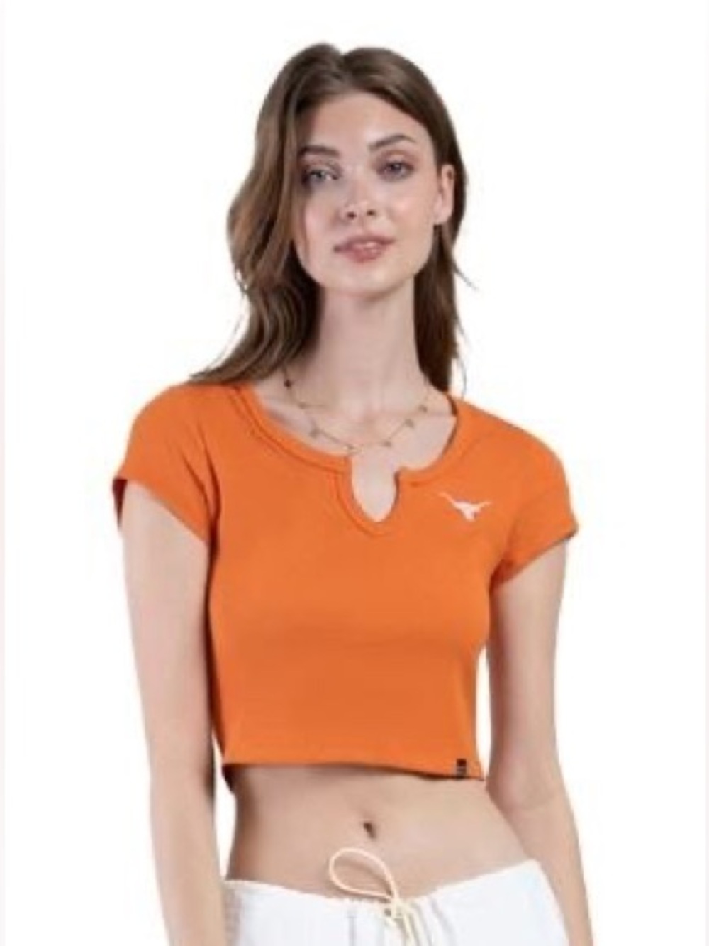 Hype and Vice Texas Longhorns Tee Womens XL Orange Ribbed Notch V-Neck